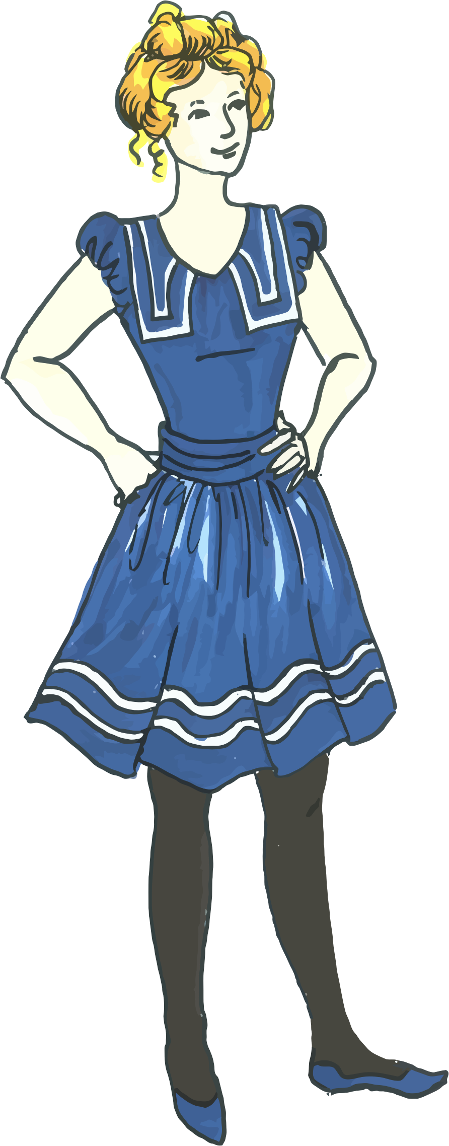 Clipart Vintage Womens Swimwear - Swimsuit (892x2276), Png Download