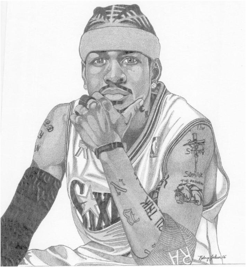 28 Collection Of Allen Iverson Drawing - Allen Iverson Portrait Drawings (500x648), Png Download