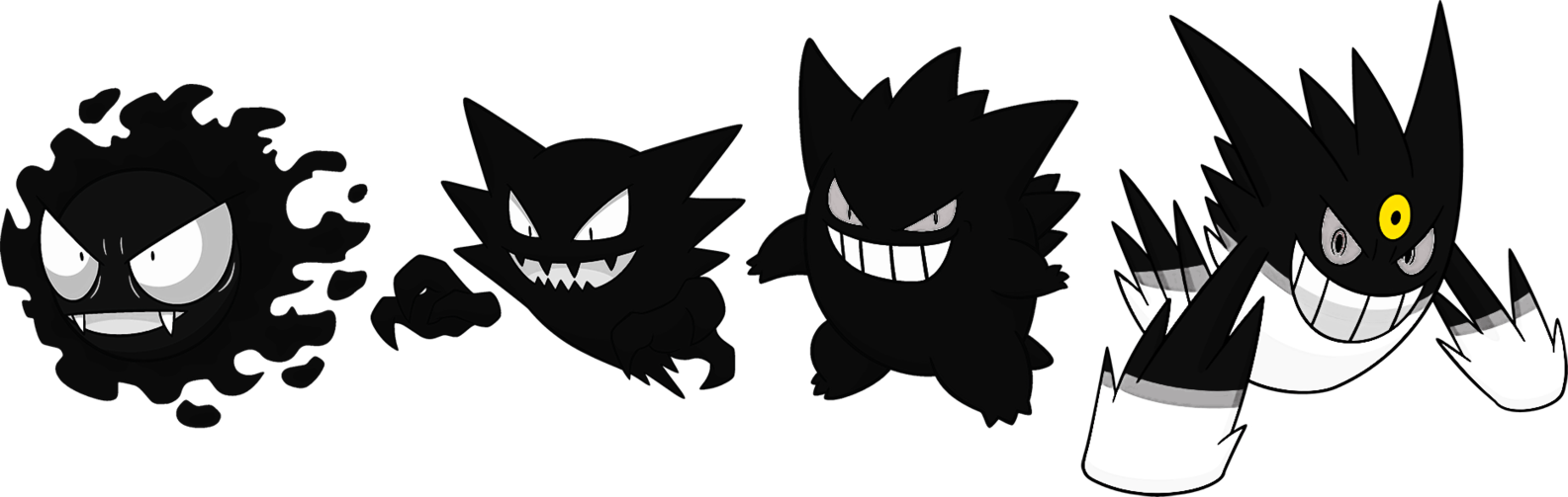 Alternate Shinies - Gastly Black And White (1585x503), Png Download