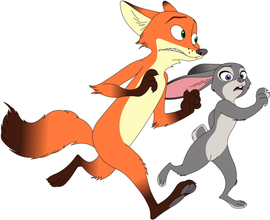 Nick Wilde And Judy Hopps Running Naked By Kol98 - Nick And Judy Naked (979x816), Png Download