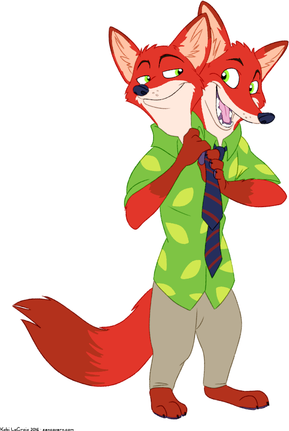 Two-headed Nick Wilde - Nick Wilde Centaur (621x910), Png Download