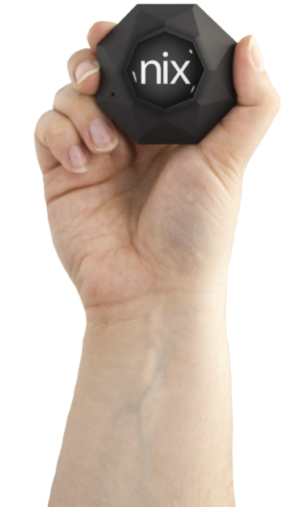 A Hand Is Holding Up The Nix Qc - Remix (450x565), Png Download