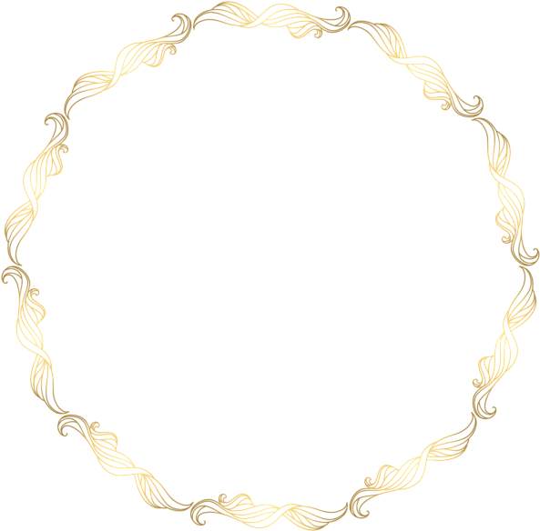 Floral Gold Round Border Transparent Clip Art Image - Clip Art (600x591), Png Download
