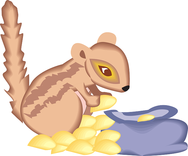 Food, Cartoon, Chipmunk, Art, Bag, Animal, Seeds, With - Animals Need Food Cartoon (640x531), Png Download