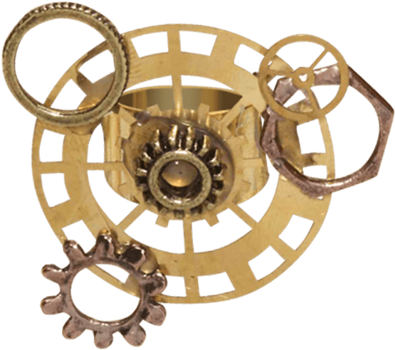 Gold Steampunk Gear Ring - Ring Steampunk Png (555x555), Png Download
