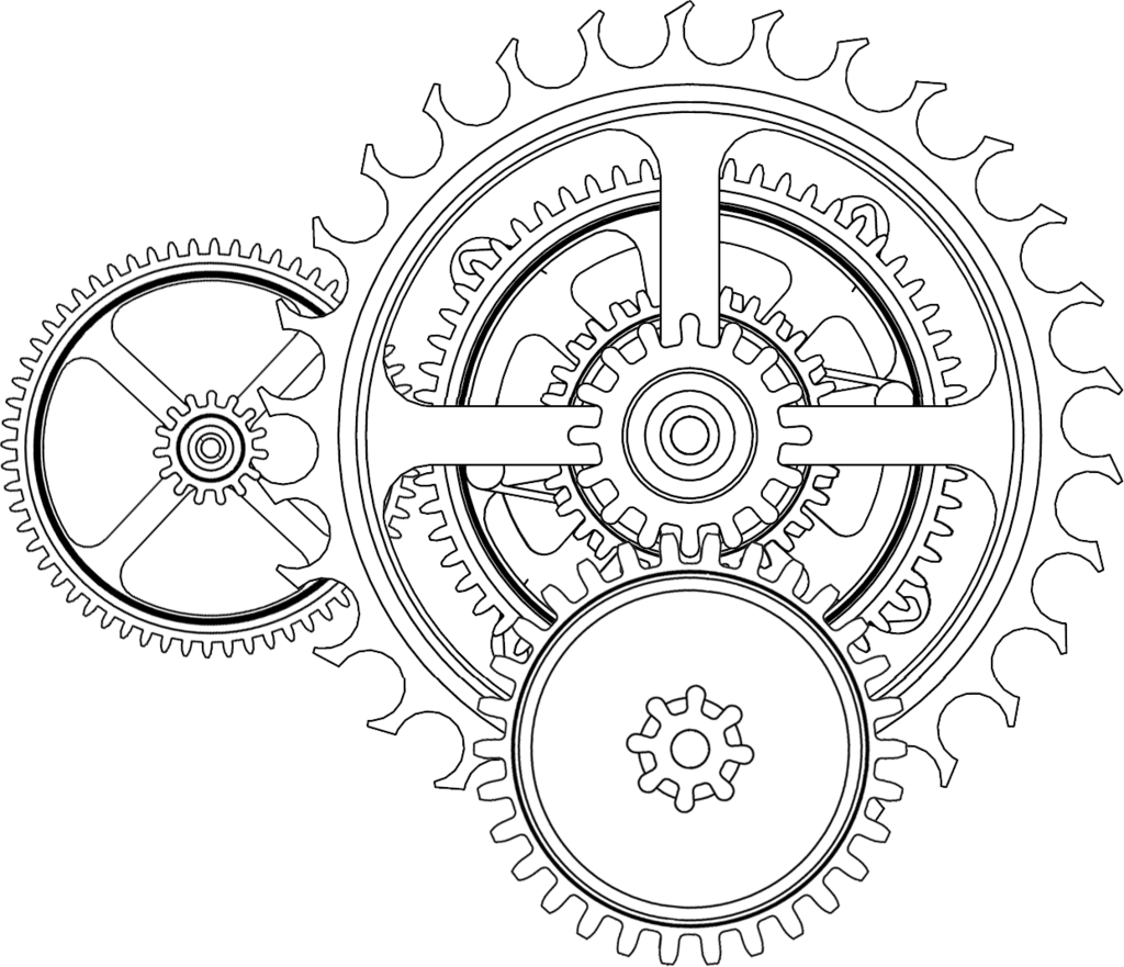 Gears Tattoo Drop Box - Gear Drawing (1024x881), Png Download