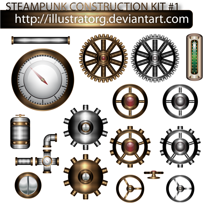 Steampunk Construction Kit 1 By Illustratorg On Deviantart - Steam Punk Elements Png (900x900), Png Download