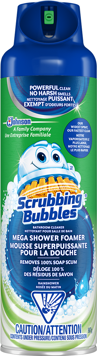Mega Shower Foamer® Aerosol With Ultra Cling - Scrubbing Bubbles Mega Shower Foamer Bathroom (540x1500), Png Download