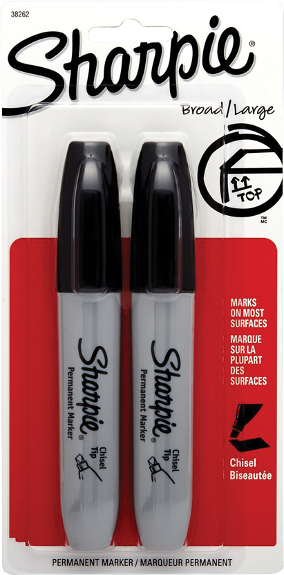Product Image - Sharpie Chisel-tip Permanent Markers, Black, Pack (850x850), Png Download