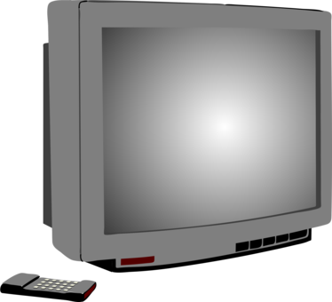 Television Set Vintage Tv Free To Air Download - Tv With Remote Clipart (374x340), Png Download