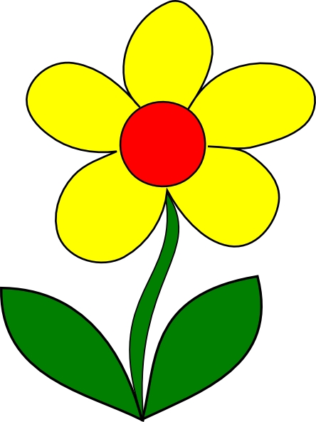 Flower Showing Petals Stem Leaves And Root System Stock - Clip Art Yellow Flowers (444x593), Png Download