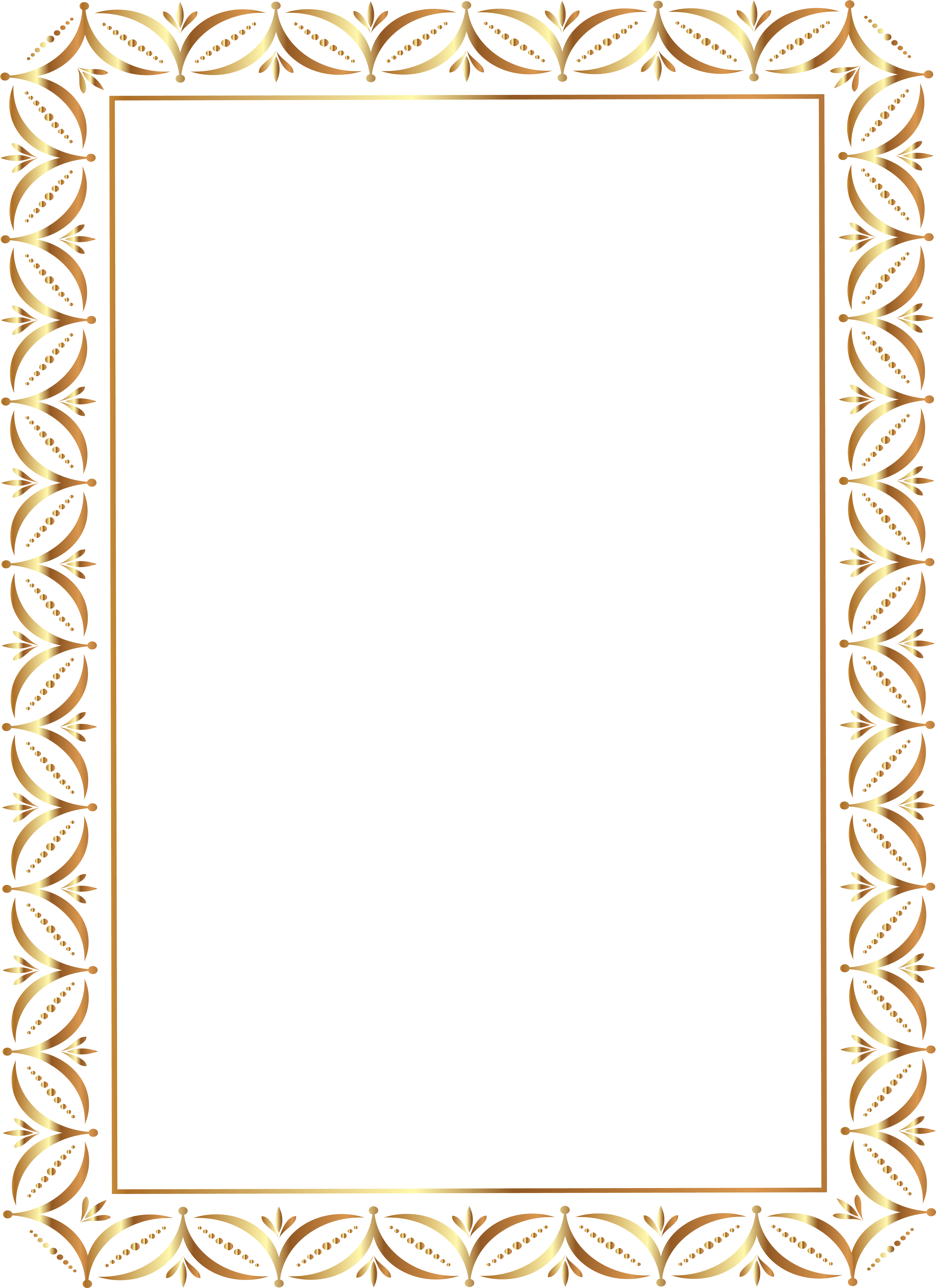 Gold Frame Transparent Png - Free Clipart Vintage Borders (5814x8000), Png Download