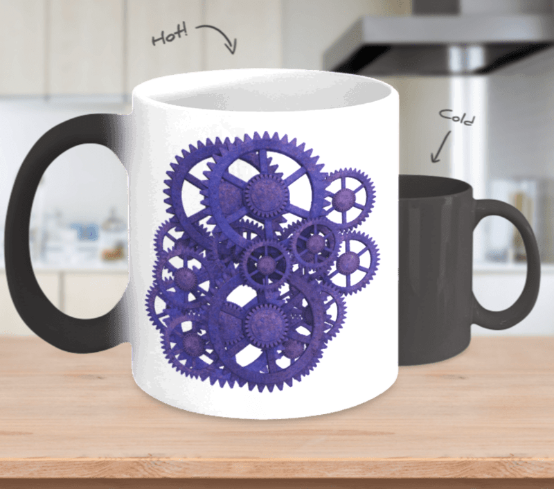 Steampunk Glowing Gears Color Changing Mug - Thanks For Being My Girlfriend (800x706), Png Download
