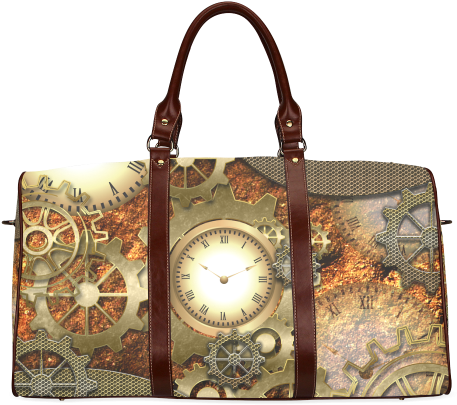 Steampunk, Golden Design With Clocks And Gears Waterproof - Steampunk, Awesome Steampunk Design Pillow Case (500x500), Png Download