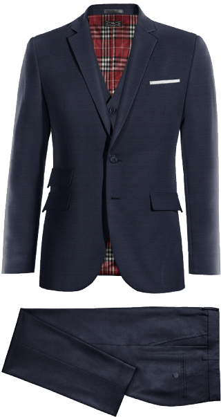 Blue 3-piece Wool Suit - Mens Double Breasted Navy Suits (400x660), Png Download