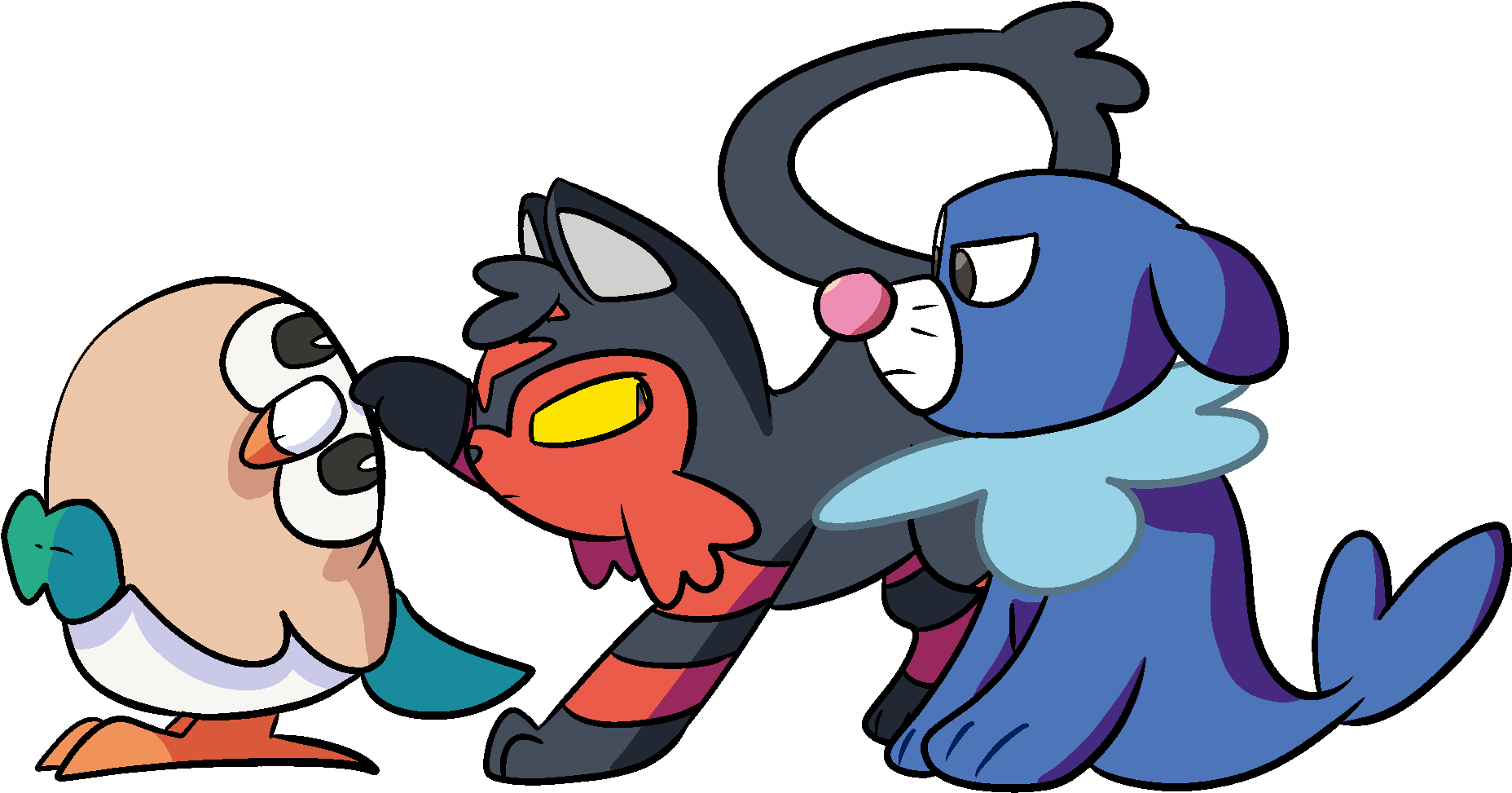 Rowlet Litten Popplio By Spectrumspace-da24r86 - Litten Popplio Or Rowlet (1920x1080), Png Download