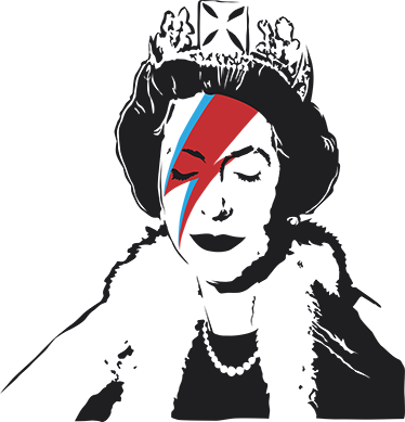 Banksy Queen Elizabeth Sticker - Banksy Queen Elizabeth (374x389), Png Download