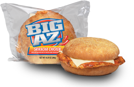 Big Az Sriracha Chicken Sandwich With Cheese - Pierre Big Az Cheeseburger (576x376), Png Download