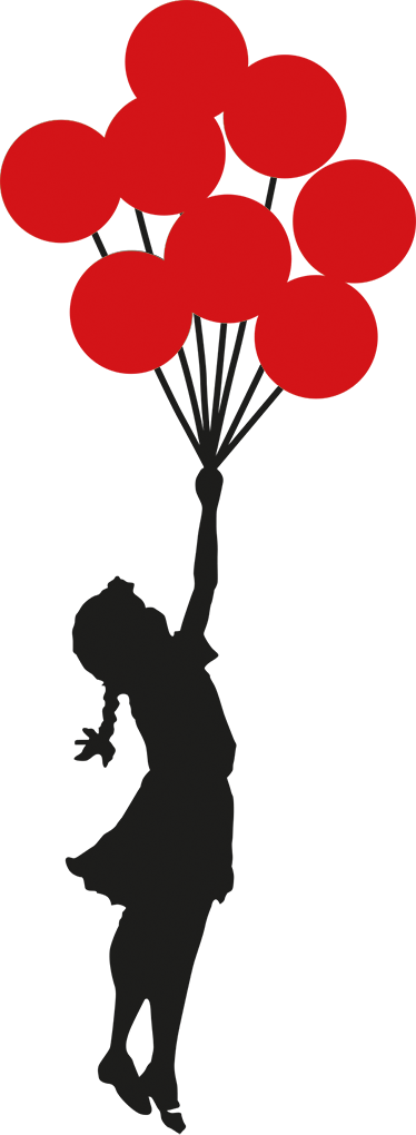 Banksy Girl With Balloons Wall Sticker - Banksy Balloon Girl (374x1020), Png Download