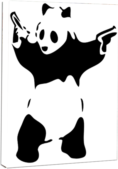 Panda With Guns Art Print By Banksy - Panda With Guns (800x600), Png Download