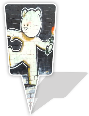 Banksy Painting Called Mild Mild West Stokes Croft - Stokes Croft (400x391), Png Download