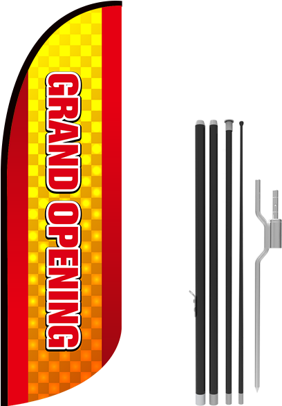 10ft Grand Opening Stock Blade Flag With Ground Stake - Stock (800x600), Png Download