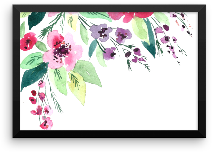 Watercolor Flowers Framed Poster - Canvas Print (1000x1000), Png Download