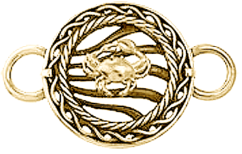 Crab On Wavy Circle Frame Topper - Ring (360x360), Png Download