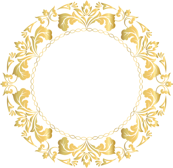 Floral Gold Round Border Frame Clip Art Image - Clip Art (600x581), Png Download