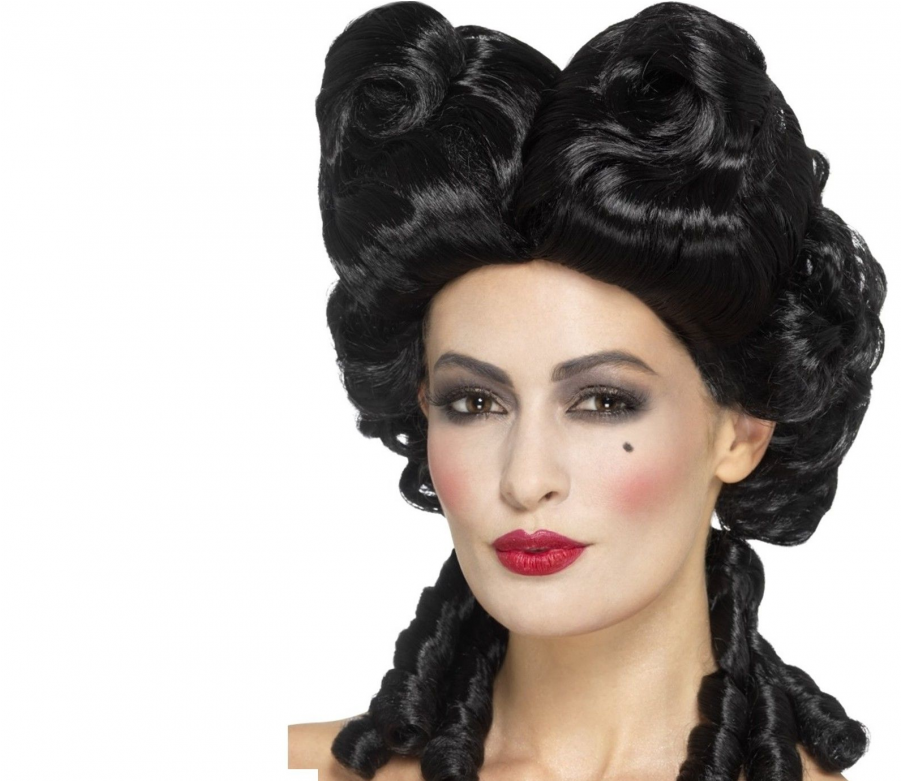 Baroque Venetian Gothic Masquerade Georgian Womans - Women's Gothic Baroque Wig - Black - One Size (900x1140), Png Download