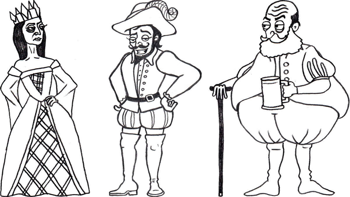 Bbc Learning English - Shakespeare Characters Black And White (1200x675), Png Download