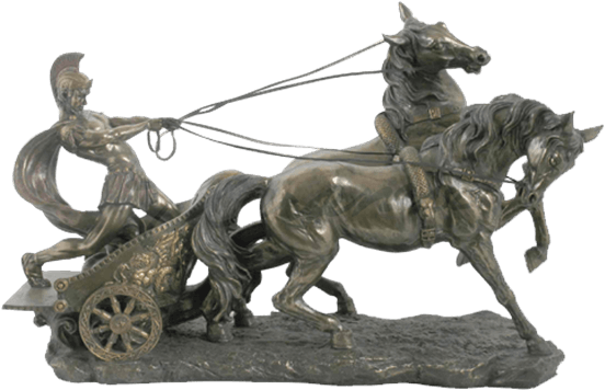 Roman Chariot Statue - Cast Bronze Figurine Of Roman Chariot, Large (555x555), Png Download