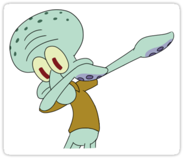 "squidward Dab" Stickers By Meganbxiley - Squidward Dab (375x360), Png Download