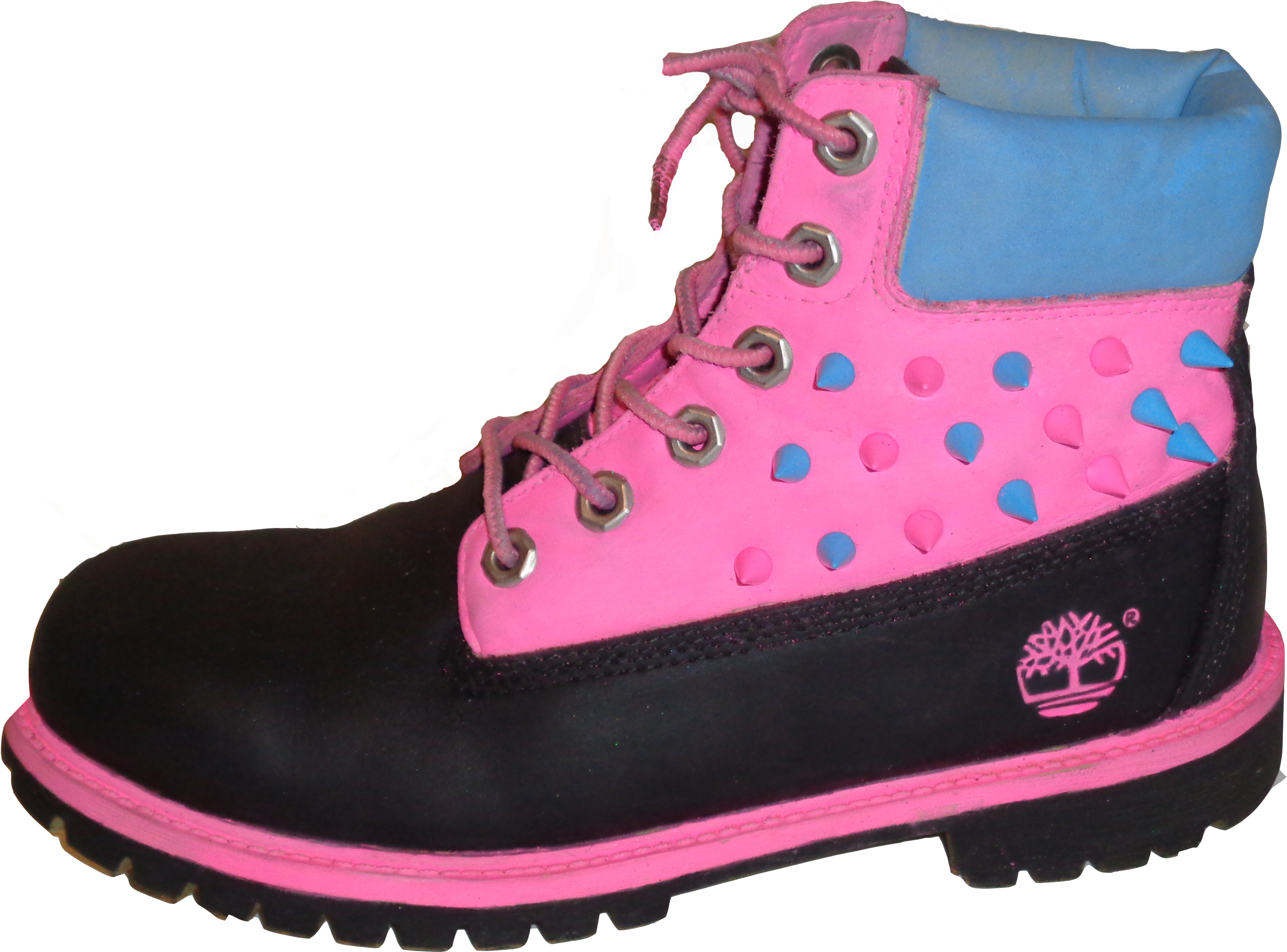 Pink, Black, Blue Spike Suede Timberland Boots - Boot (3000x2250), Png Download