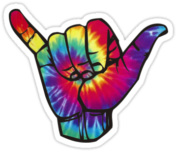 Bright Tie Dye Laptop Stickers Shaka Summer Beach Surf - Tie Dye Shaka (375x360), Png Download