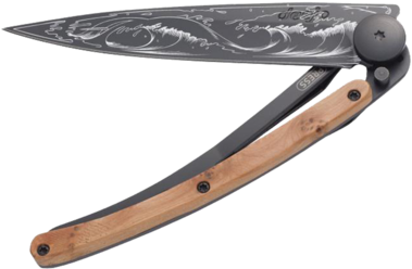 Deejo Tattoo Pocket Knife Wave - Deejo Knife | Juniper Wood 37g Black - Esoteric (480x480), Png Download
