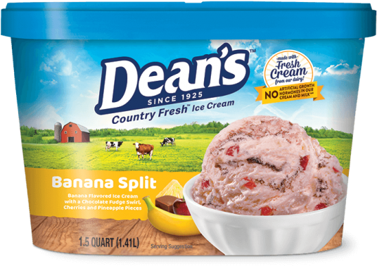 Dean's Premium Banana Split Ice Cream - Sea Salt Caramel Cheesecake Ice Cream (547x900), Png Download