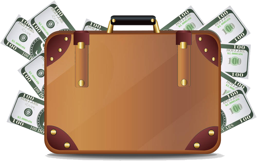 Briefcase Full Of Money Png Art - Mala De Dinheiro Desenho (1000x630), Png Download