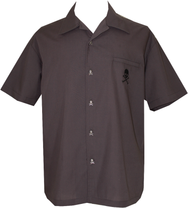 Inked ~ Skull Button Work Shirt - Woman (375x414), Png Download