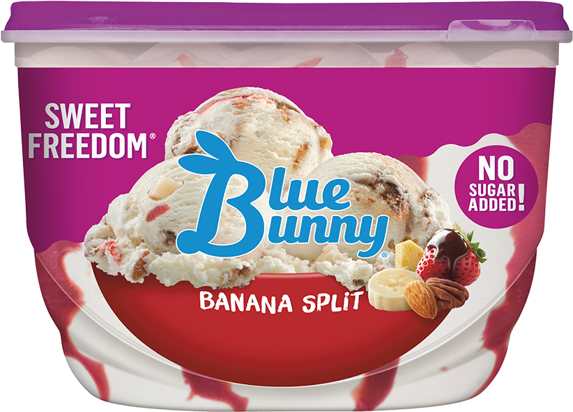 Sweet Freedom Banana Split Ice Cream - Blue Bunny Mint Chocolate Crunch (847x600), Png Download