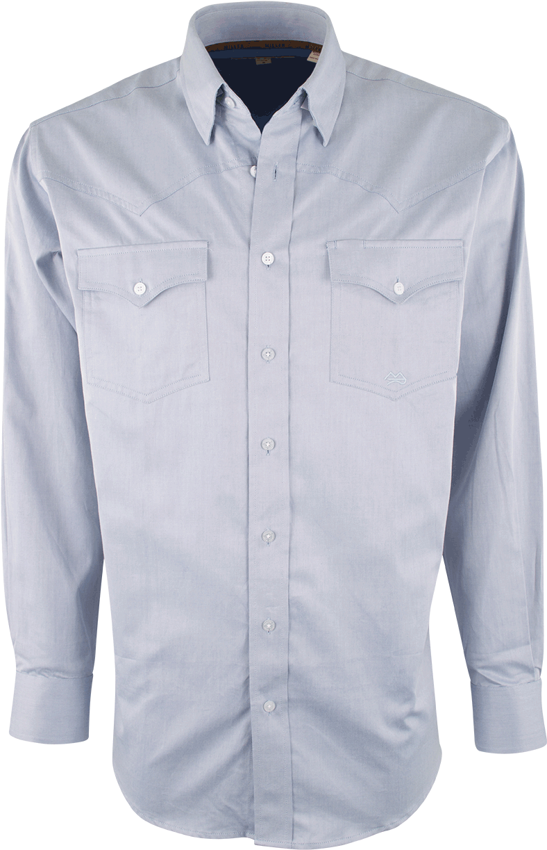 Miller Ranch Light Blue Solid Button-down Shirt - Shirt (544x800), Png Download