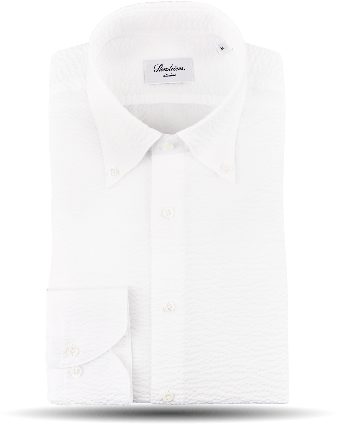 Stenströms White Slimline Button Down Seersucker Shirt - Polo Shirt (1574x1574), Png Download