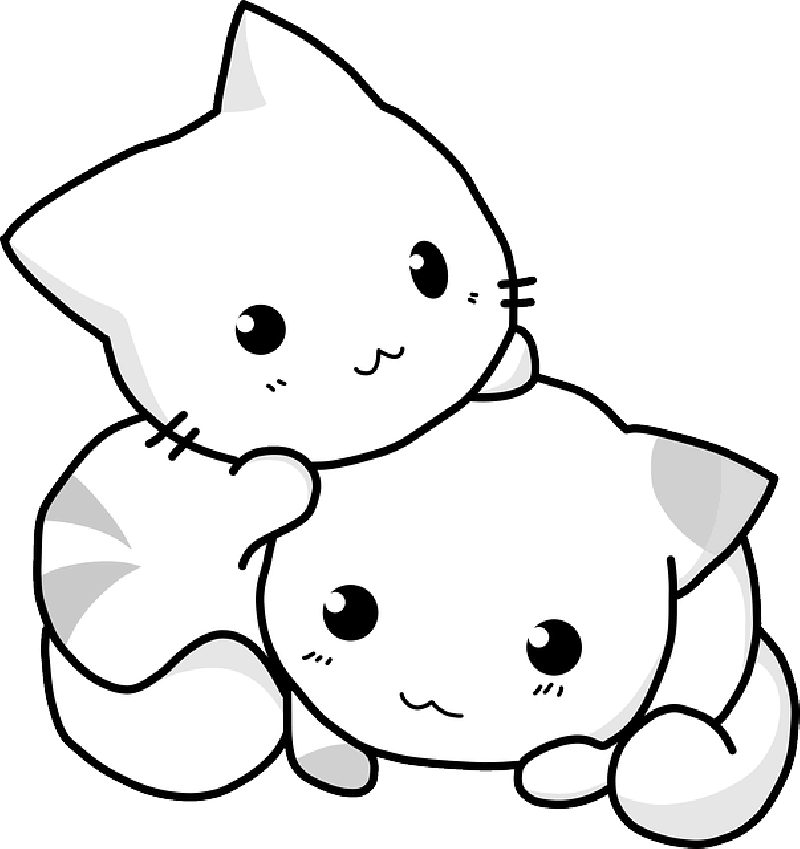 Mb Image/png - 2 Cute Cartoon Cats (800x849), Png Download