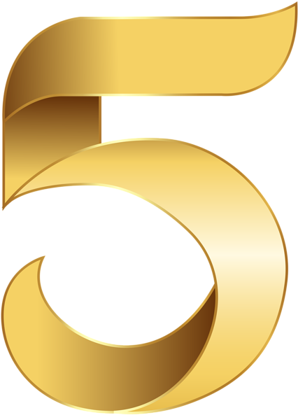 Svg Free Download Golden Clipart Gold Pile - Number Five Png (431x600), Png Download