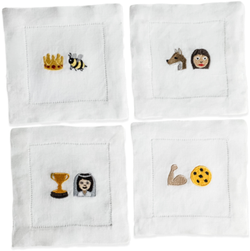 Cool Chick Square Emoji Cocktail Napkin Set - Napkin (464x600), Png Download