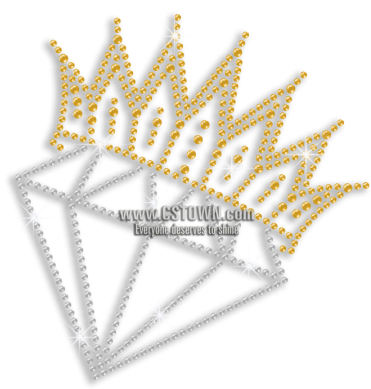 Crystal Diamond Crown Bridal Iron-on Rhinestone Transfer - Emblem (450x450), Png Download