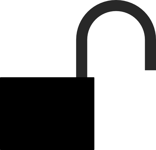 Free Vector Padlock Unlocked Silhouette Clip Art - Unlock Clipart (600x579), Png Download