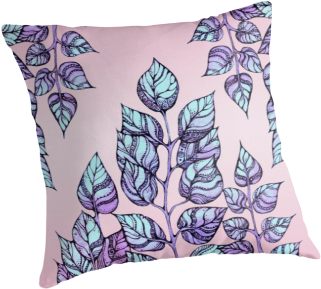 Rose Quartz And Serenity Hand Drawn And Watercolor - Cushion (875x875), Png Download