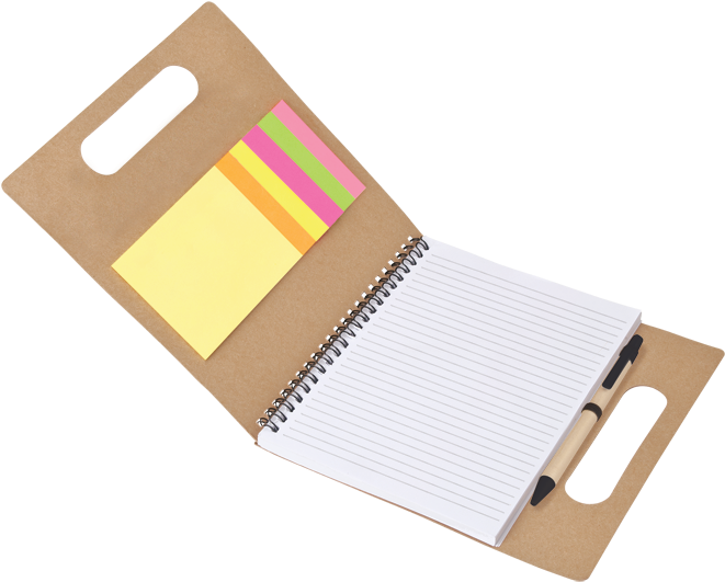 Main - Notebook With Pen And Sticky Notes (700x700), Png Download