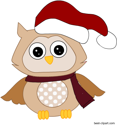 Owl Wearing Christmas Hat, Free Clip Art - Christmas Day (450x450), Png Download